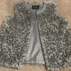 Glam Faux Fur Vest in Gray and Black